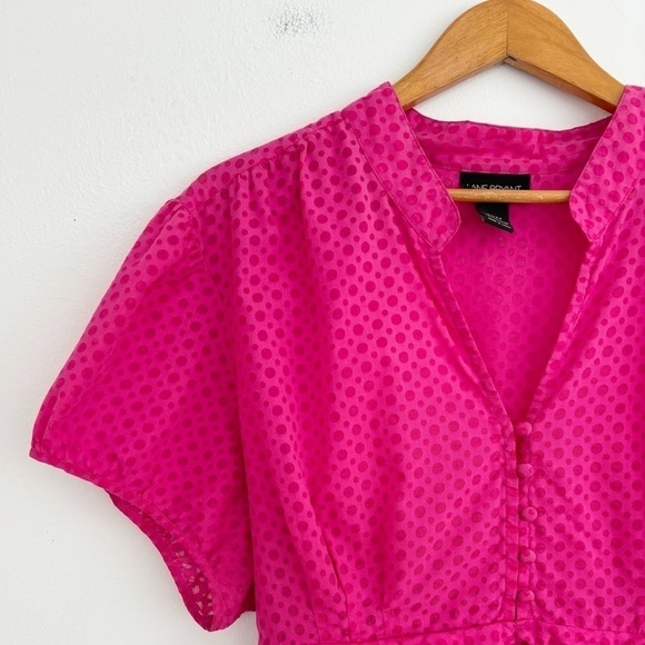 Lane Bryant Pink Boho Polka Dots Button Up Top Size 22/24 - Picture 3 of 12